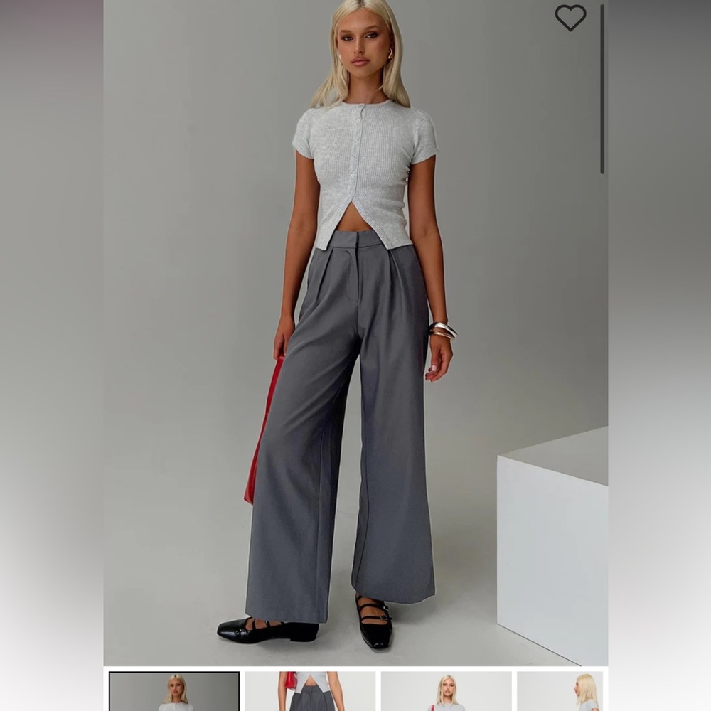 Princess Polly RELAXED PANTS CHARCOAL